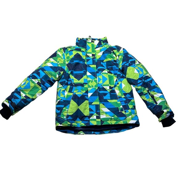 PhiBee Kids Outdoor Jacket Warm Winter Coat Size 11/12 Green Blue White - Picture 10 of 16